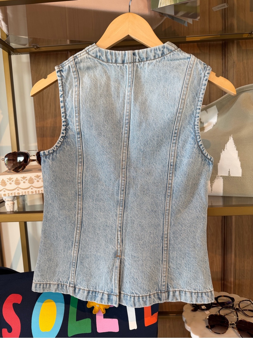 pistola light blue denim sleeveless button-front vest - Picture 3 of 3